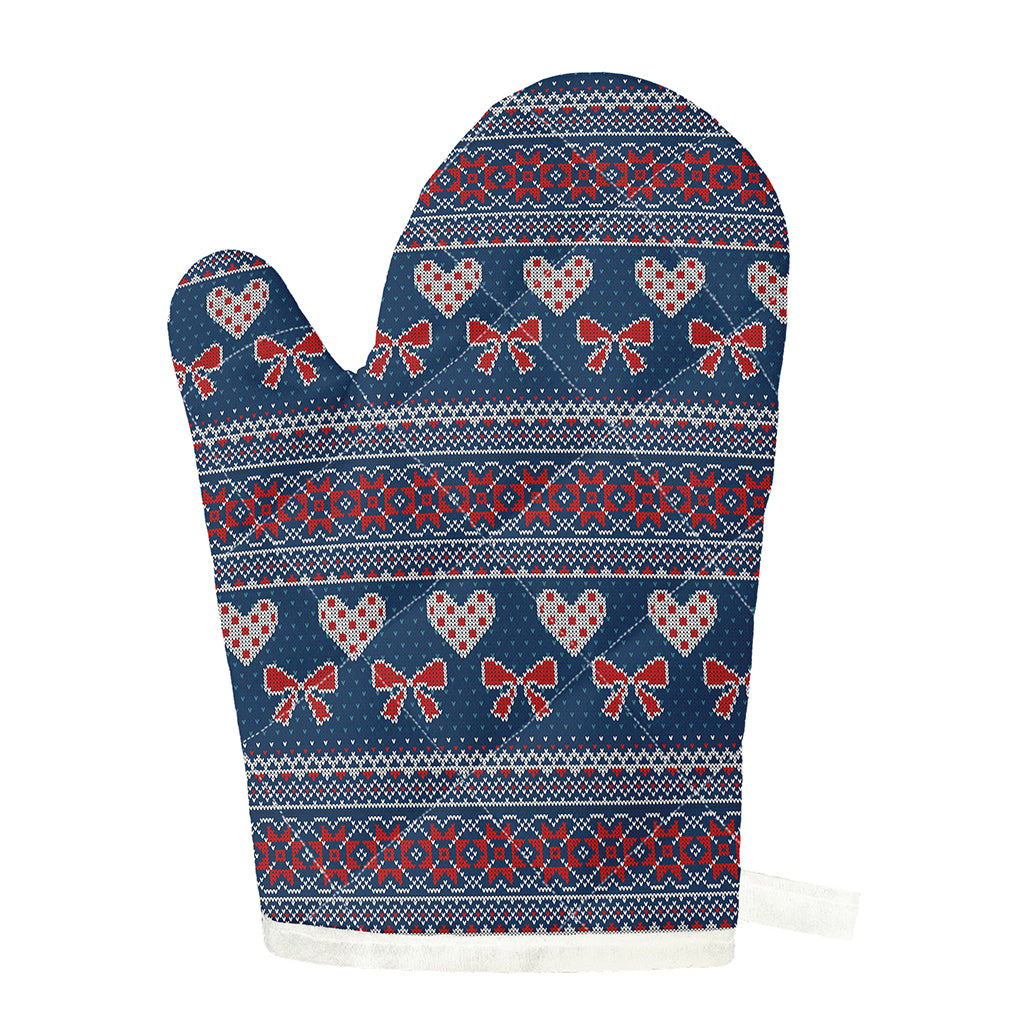 Valentine's Day Knitted Pattern Print Single Oven Mitt