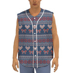Valentine's Day Knitted Pattern Print Sleeveless Baseball Jersey