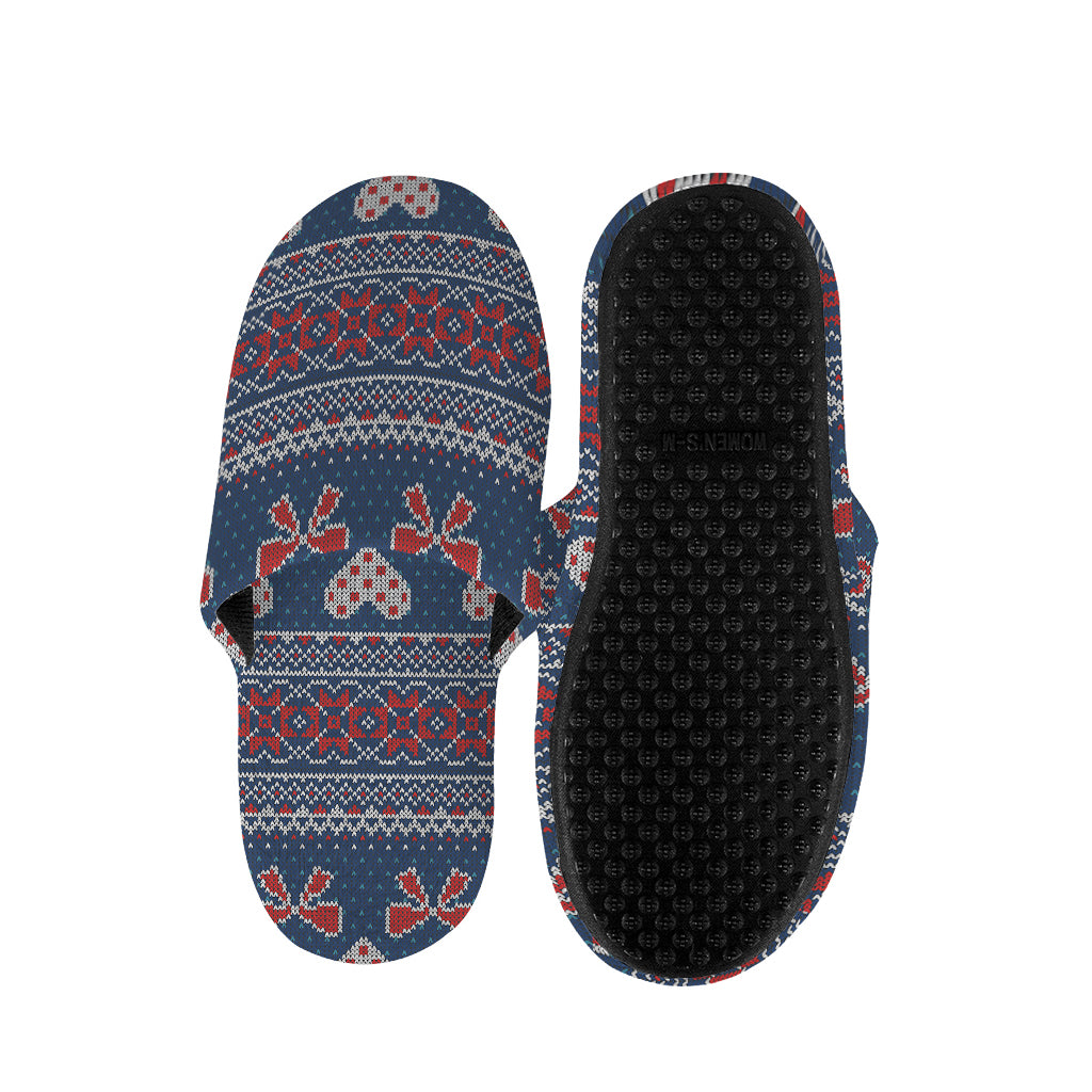 Valentine's Day Knitted Pattern Print Slippers