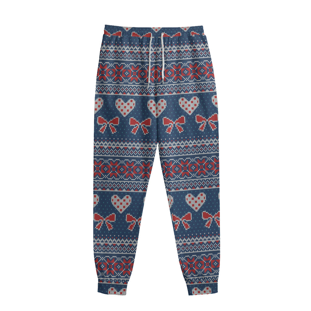 Valentine's Day Knitted Pattern Print Sweatpants