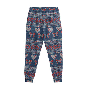 Valentine's Day Knitted Pattern Print Sweatpants