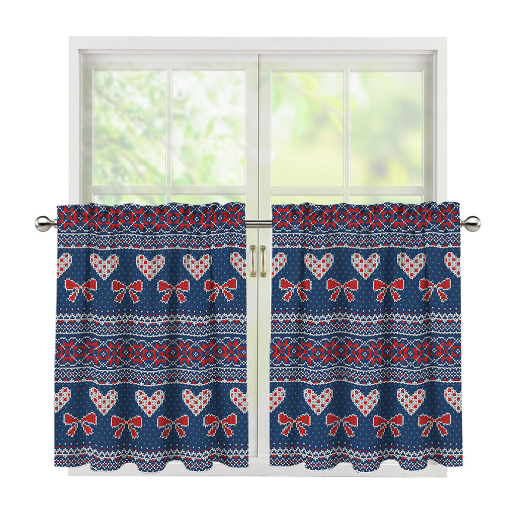 Valentine's Day Knitted Pattern Print Tier Curtains