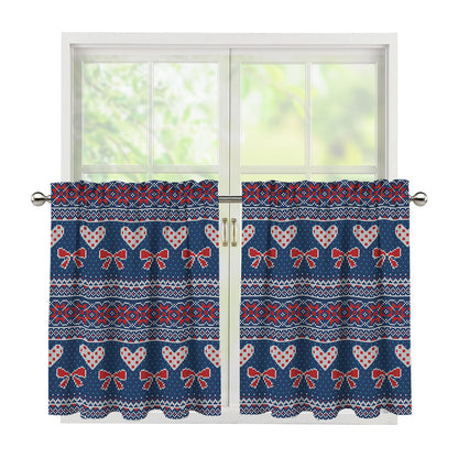 Valentine's Day Knitted Pattern Print Tier Curtains