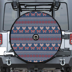 Valentine's Day Knitted Pattern Print Tire Cover With Camera Hole