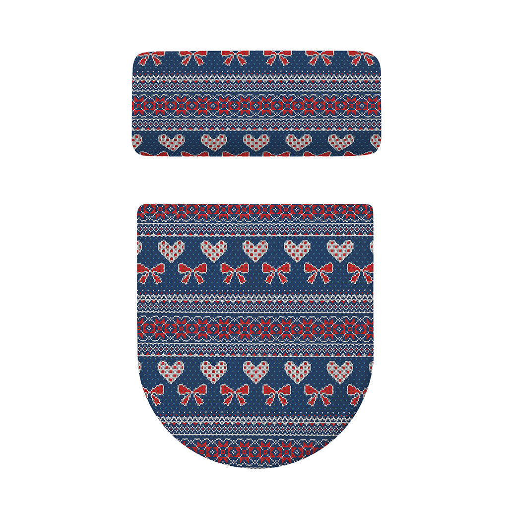 Valentine's Day Knitted Pattern Print Toilet Lid And Tank Cover Set