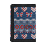 Valentine's Day Knitted Pattern Print Trifold Wallet