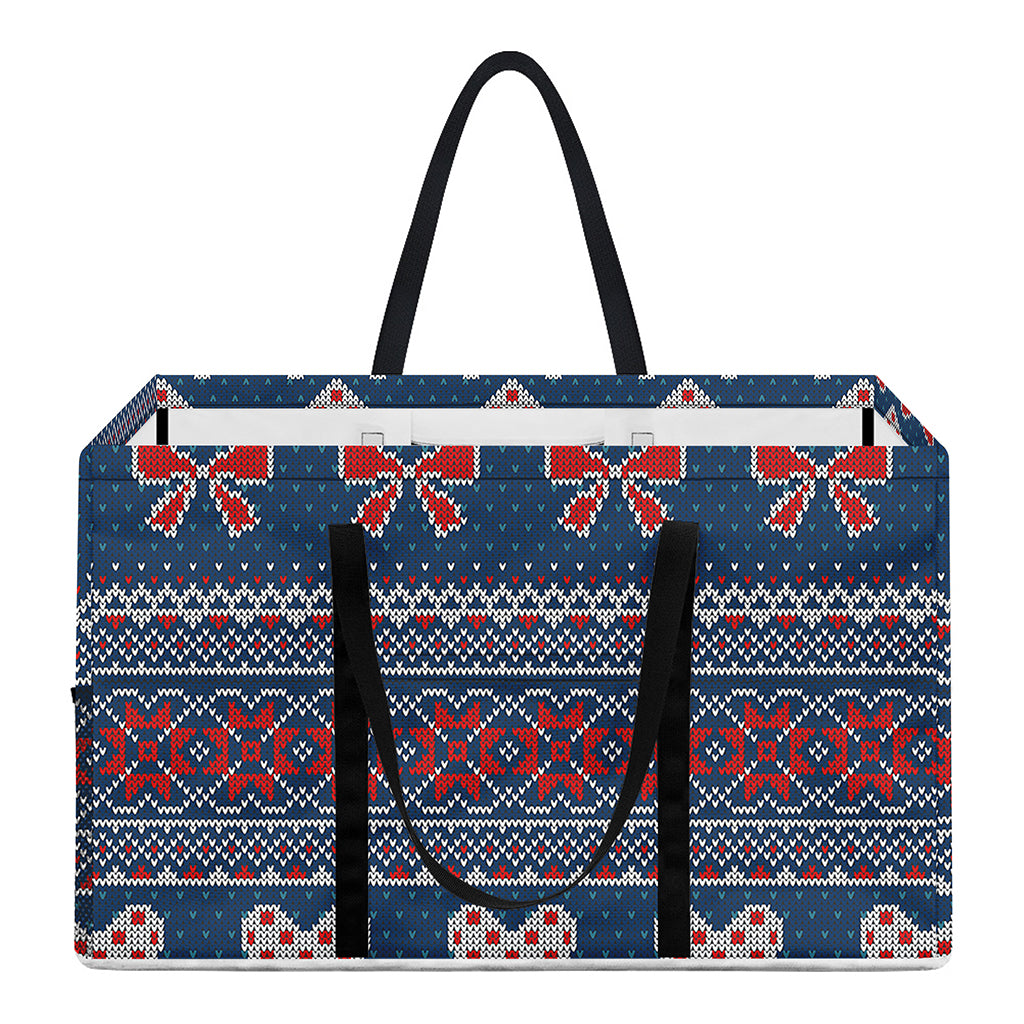 Valentine's Day Knitted Pattern Print Utility Tote Bag
