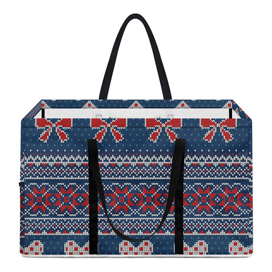 Valentine's Day Knitted Pattern Print Utility Tote Bag