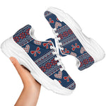Valentine's Day Knitted Pattern Print White Chunky Shoes