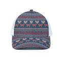 Valentine's Day Knitted Pattern Print White Mesh Trucker Hat