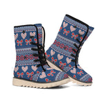 Valentine's Day Knitted Pattern Print Winter Boots