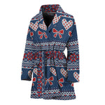 Valentine's Day Knitted Pattern Print Women's Bathrobe