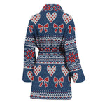 Valentine's Day Knitted Pattern Print Women's Bathrobe