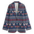 Valentine's Day Knitted Pattern Print Women's Blazer