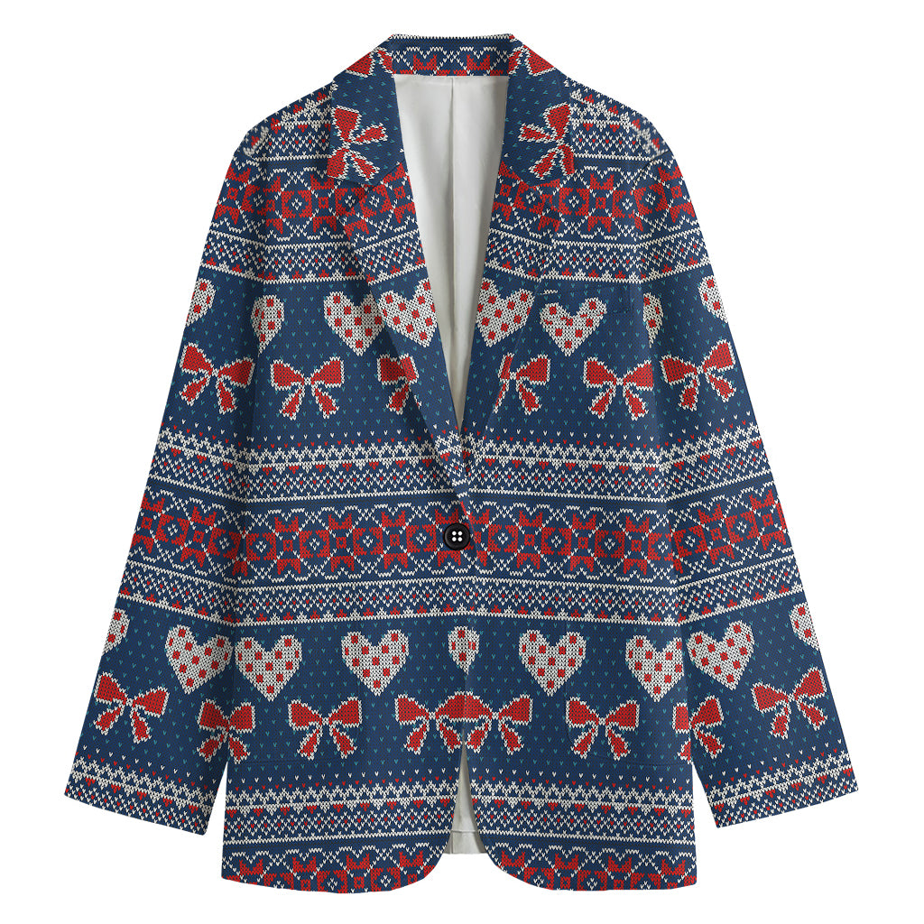 Valentine's Day Knitted Pattern Print Women's Blazer