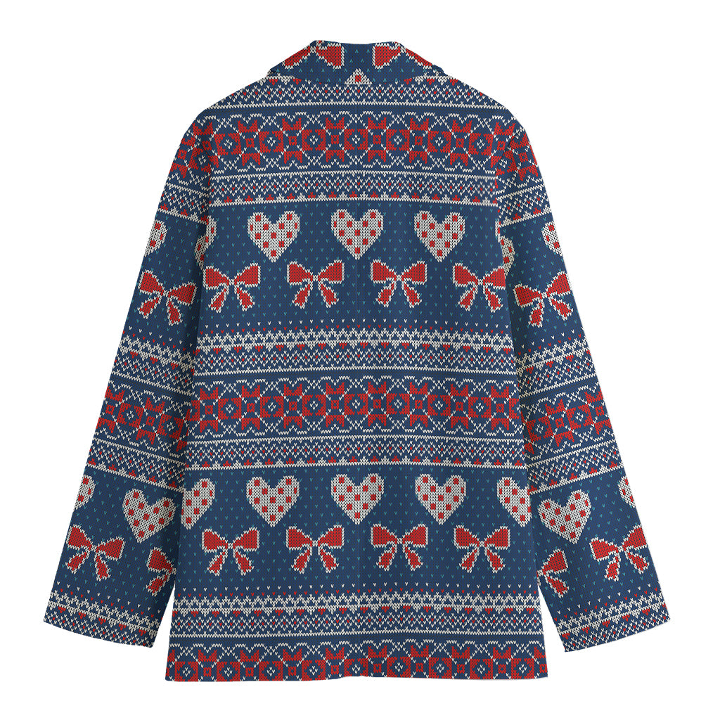 Valentine's Day Knitted Pattern Print Women's Blazer