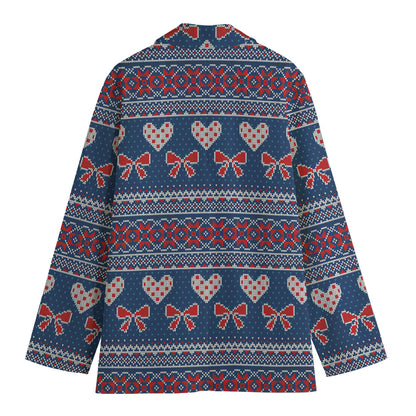 Valentine's Day Knitted Pattern Print Women's Blazer