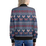 Valentine's Day Knitted Pattern Print Women's Bomber Jacket