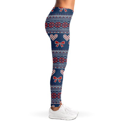Valentine's Day Knitted Pattern Print Women's Leggings