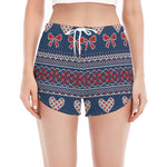 Valentine's Day Knitted Pattern Print Women's Split Running Shorts