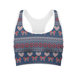 Valentine's Day Knitted Pattern Print Women's Sports Bra