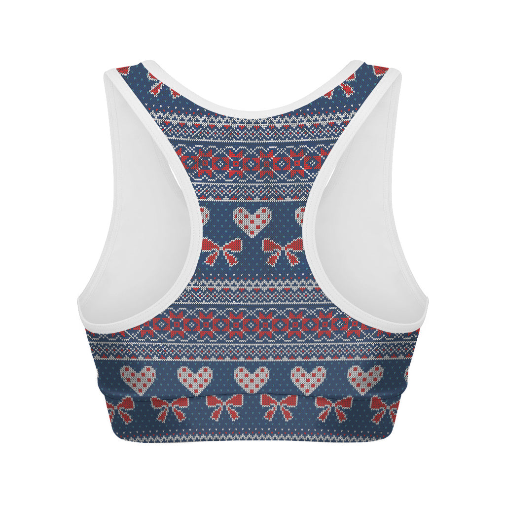 Valentine's Day Knitted Pattern Print Women's Sports Bra