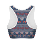 Valentine's Day Knitted Pattern Print Women's Sports Bra