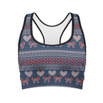 Valentine's Day Knitted Pattern Print Women's Sports Bra