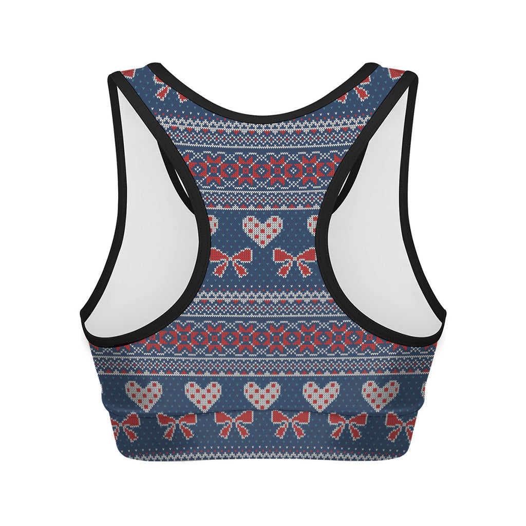 Valentine's Day Knitted Pattern Print Women's Sports Bra