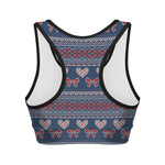 Valentine's Day Knitted Pattern Print Women's Sports Bra