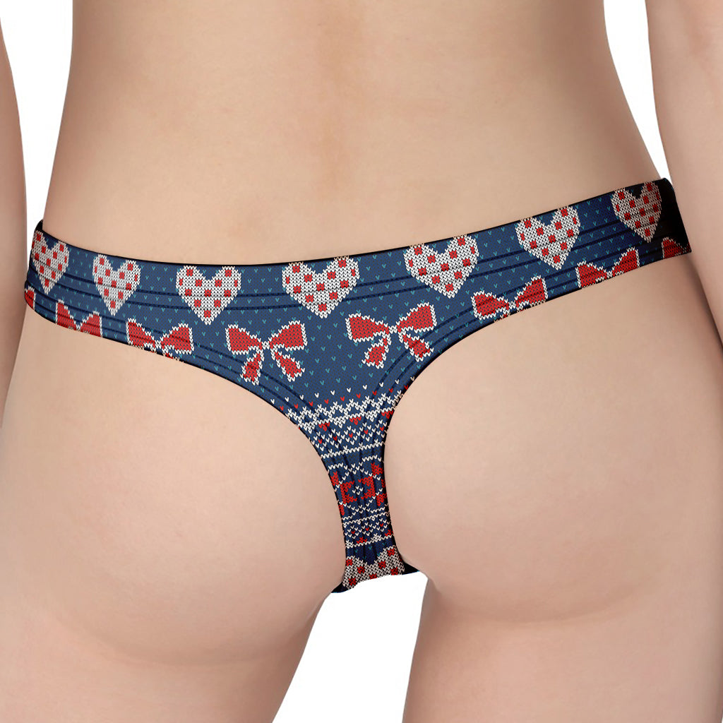 Valentine's Day Knitted Pattern Print Women's Thong