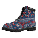 Valentine's Day Knitted Pattern Print Work Boots