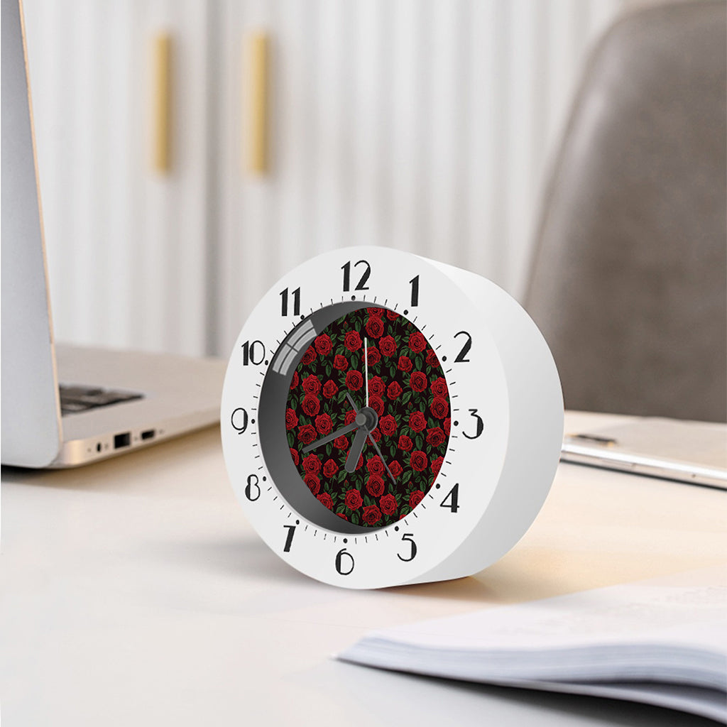 Valentine's Day Rose Pattern Print Alarm Clock