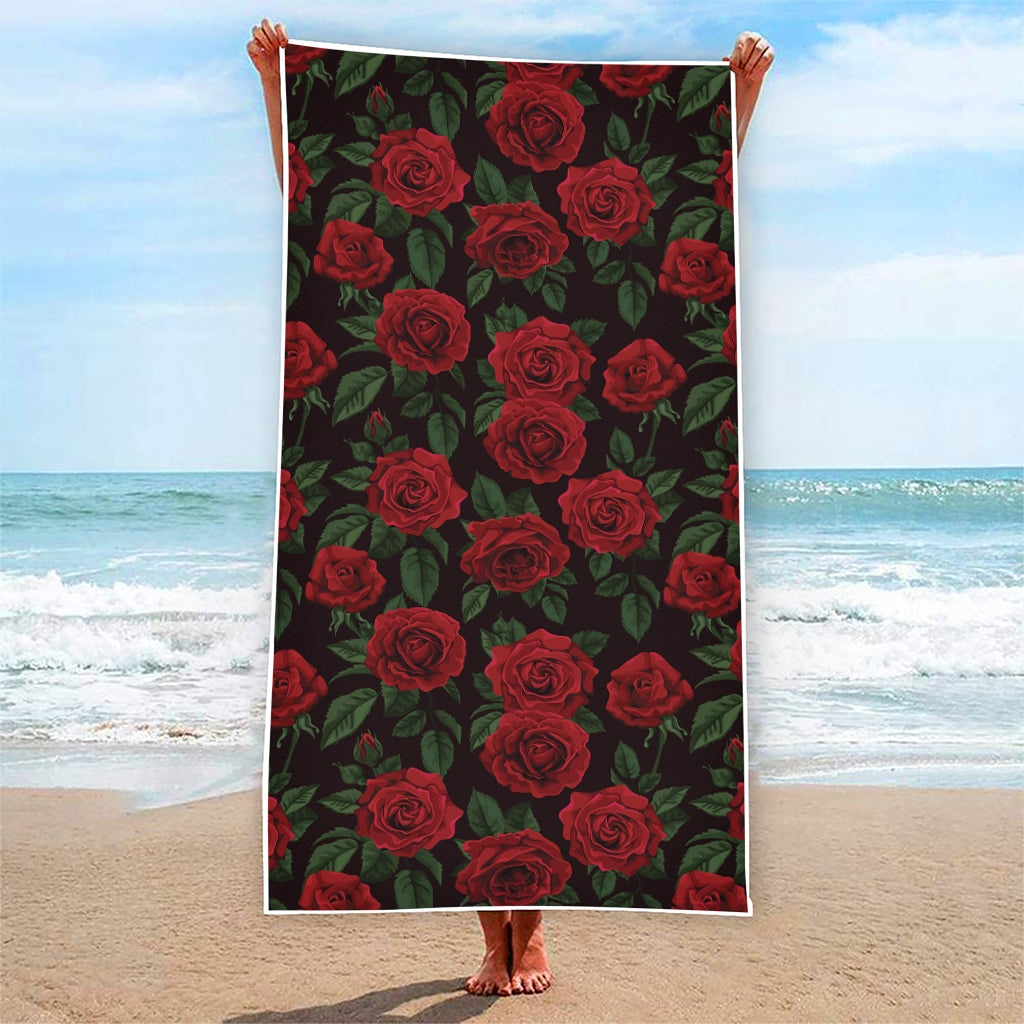 Valentine's Day Rose Pattern Print Beach Towel
