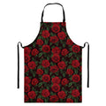 Valentine's Day Rose Pattern Print Bib Apron With Pocket