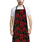 Valentine's Day Rose Pattern Print Bib Apron With Pocket