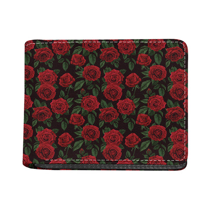 Valentine's Day Rose Pattern Print Bifold Wallet