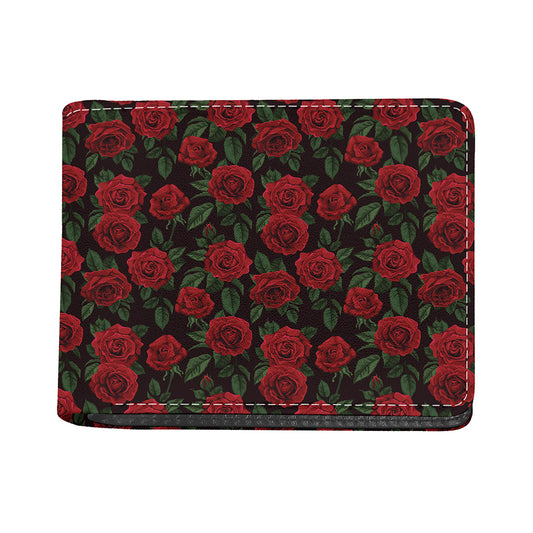 Valentine's Day Rose Pattern Print Bifold Wallet