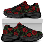 Valentine's Day Rose Pattern Print Black Chunky Shoes