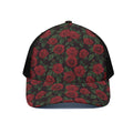 Valentine's Day Rose Pattern Print Black Mesh Trucker Hat