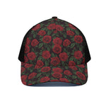 Valentine's Day Rose Pattern Print Black Mesh Trucker Cap