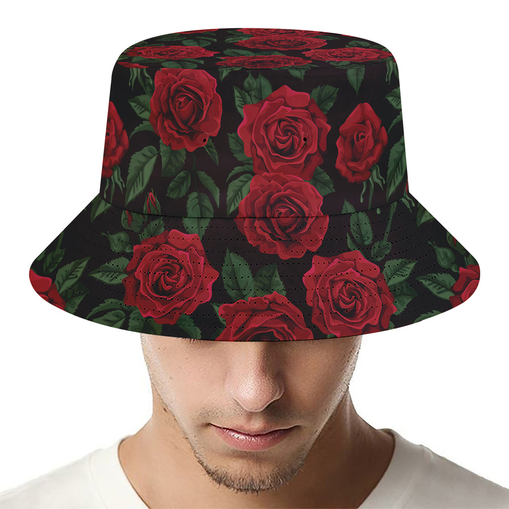 Valentine's Day Rose Pattern Print Bucket Hat