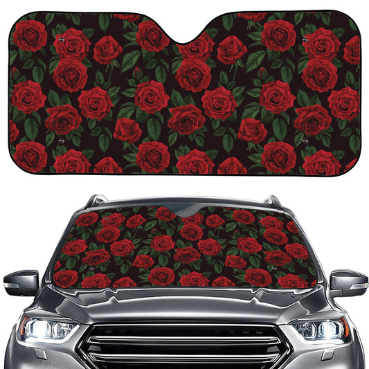 Valentine's Day Rose Pattern Print Car Windshield Sun Shade