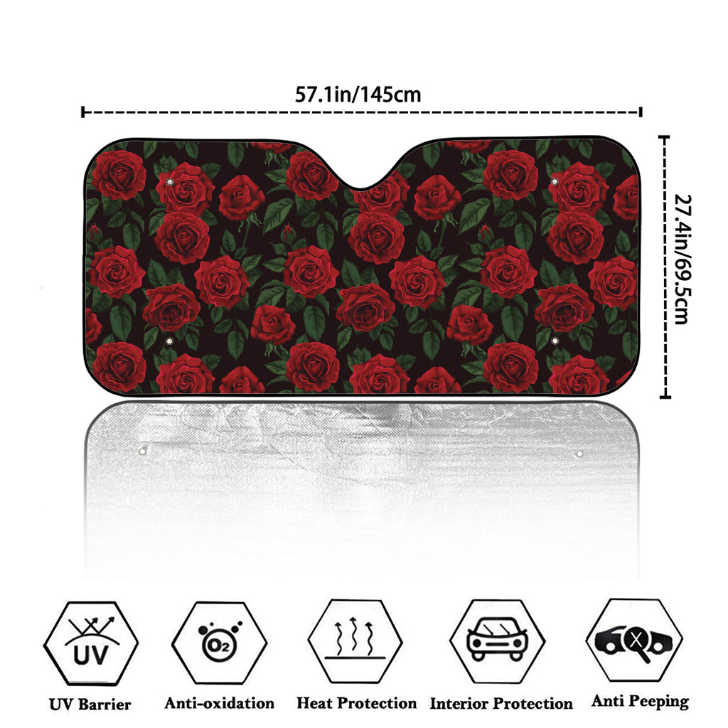 Valentine's Day Rose Pattern Print Car Windshield Sun Shade