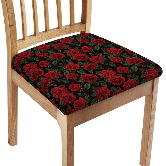 Valentine's Day Rose Pattern Print Chair Cushion Cover