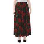 Valentine's Day Rose Pattern Print Chiffon Maxi Skirt