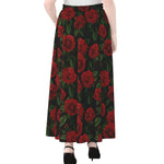 Valentine's Day Rose Pattern Print Chiffon Maxi Skirt