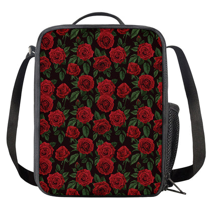 Valentine's Day Rose Pattern Print Crossbody Lunch Bag