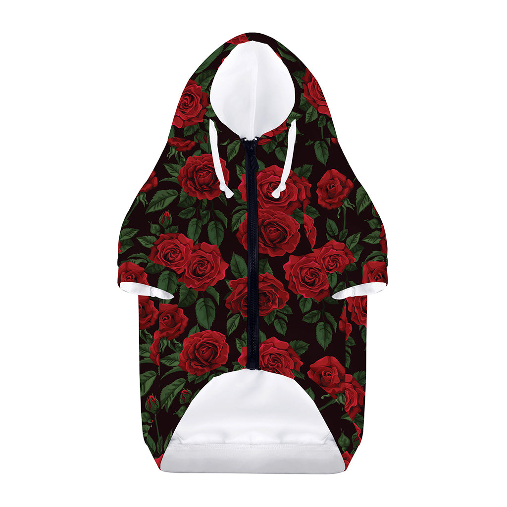 Valentine's Day Rose Pattern Print Dog Zip Up Hoodie