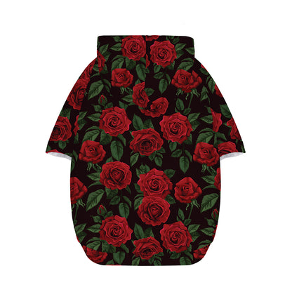 Valentine's Day Rose Pattern Print Dog Zip Up Hoodie